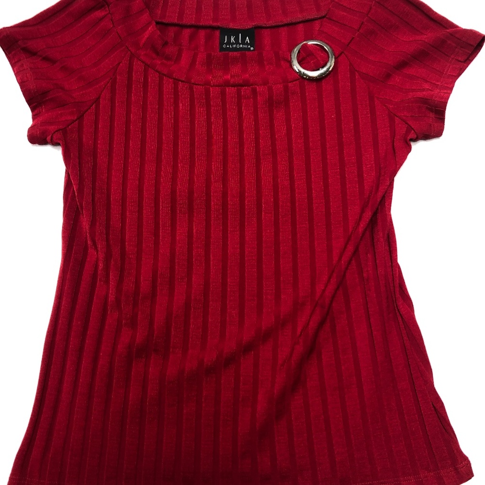 JKLA California red dressy blouse sz M